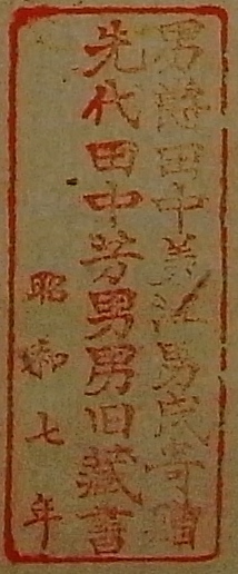 男爵田中美津男氏寄贈 先代田中芳男男旧蔵書 昭和七年